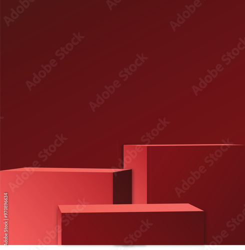 red podium background for product presentation vector illustration