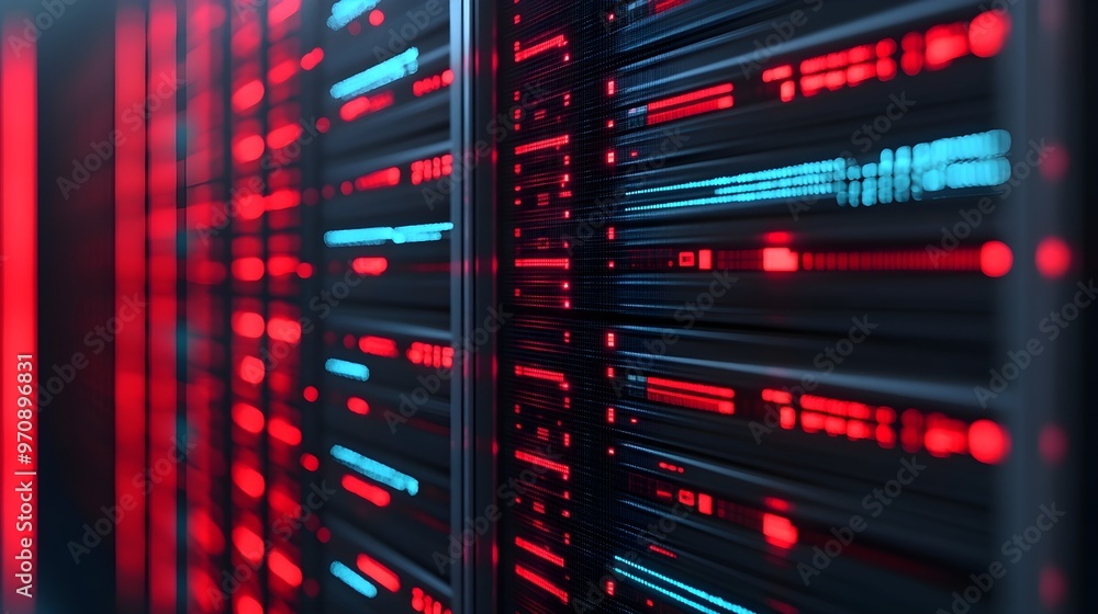 Server Rack Red & Blue Lights Data Center Technology Server Rack Red & Blue Lights Data Center Technology