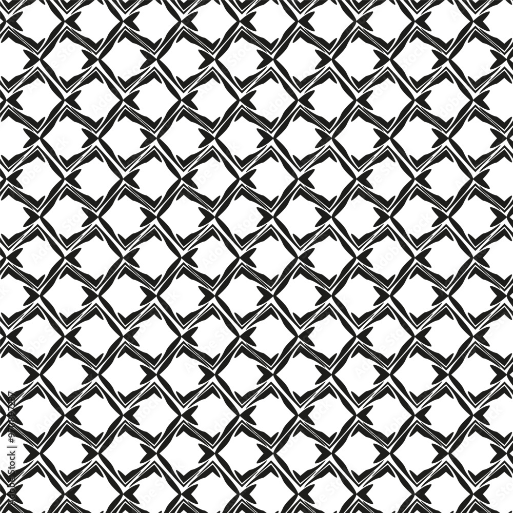 Fototapeta premium Abstract geometric pattern. Repeating black and white design. Symmetrical decorative texture. Vector seamless layout.