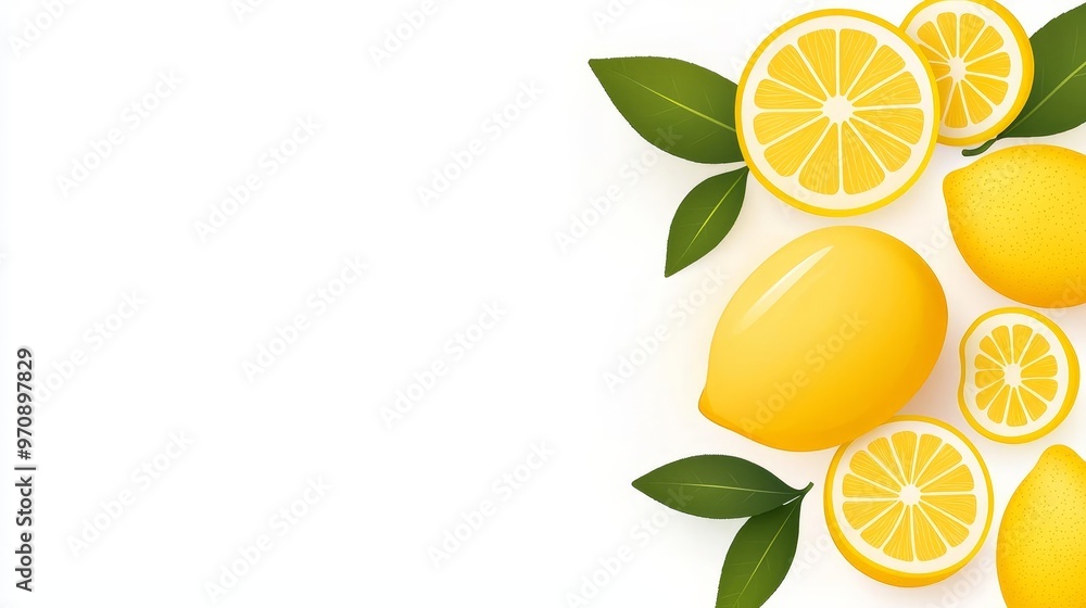 Fresh lemons with green leaves on a bright background, perfect for healthy food, recipes, or natural products. Fresh lemons with green leaves on a bright background, perfect for healthy food, recipes, or natural products.
