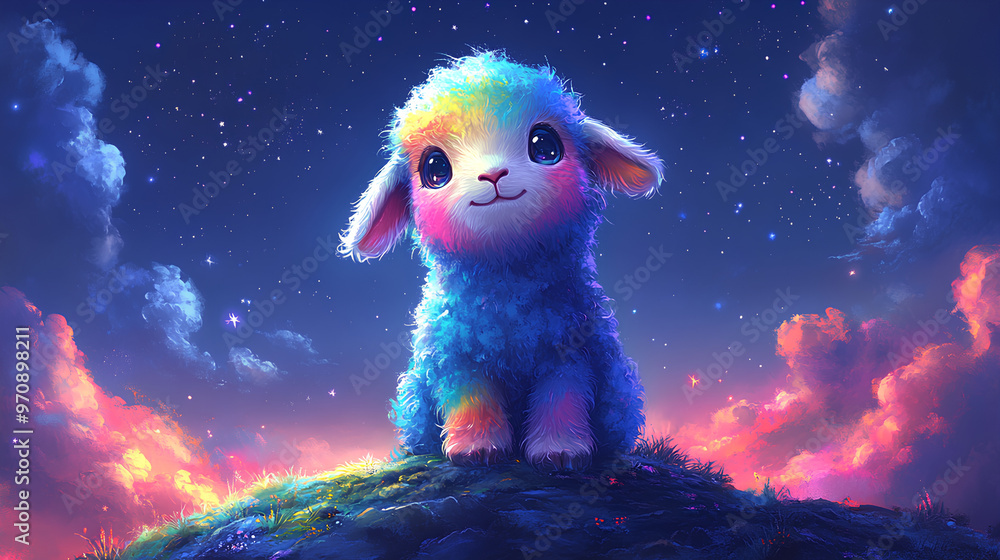 detailed illustration of cute lamb print detailed illustration of cute lamb print