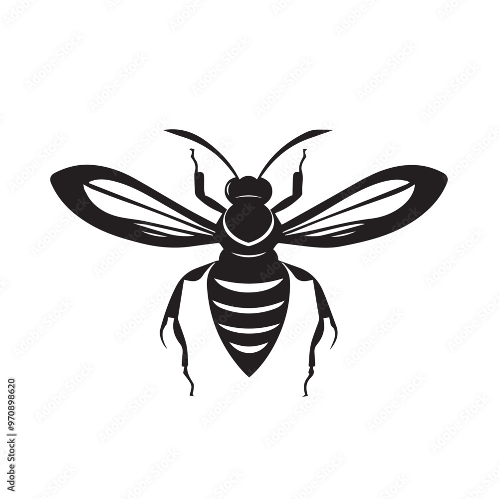 Fototapeta premium Wasp in cartoon, doodle style . Image for t-shirt, web, mobile apps and ui. Isolated 2d vector illustration in logo, icon, sketch style, Eps 10, black and white. AI Generative