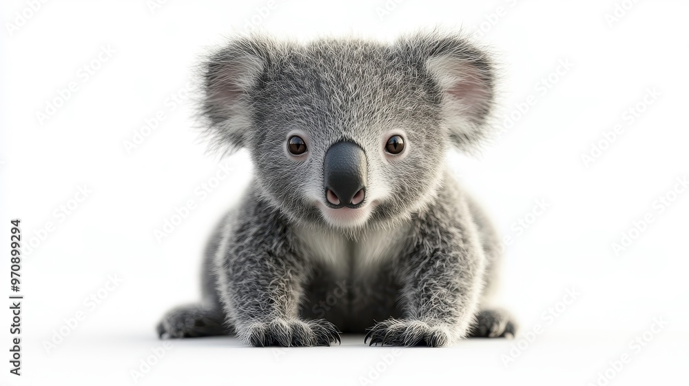 Obraz premium Koala clipart, element, 3D illustration, realistic, isolated on white background
