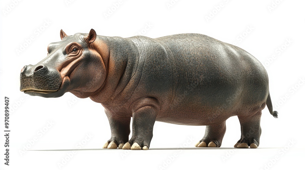 Hippopotamus clipart, element, 3D illustration, realistic, isolated on white background Hippopotamus clipart, element, 3D illustration, realistic, isolated on white background