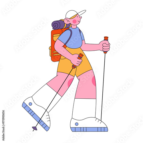 Guy walking with Nordic poles