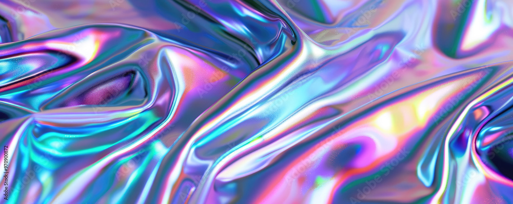 Obraz premium Abstract Iridescent Holographic Foil Background with Blurry Effect