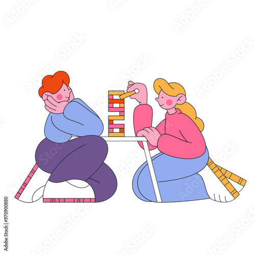 Girl and boy playing game