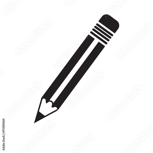 vector of black silhouette of pencil with fully editable