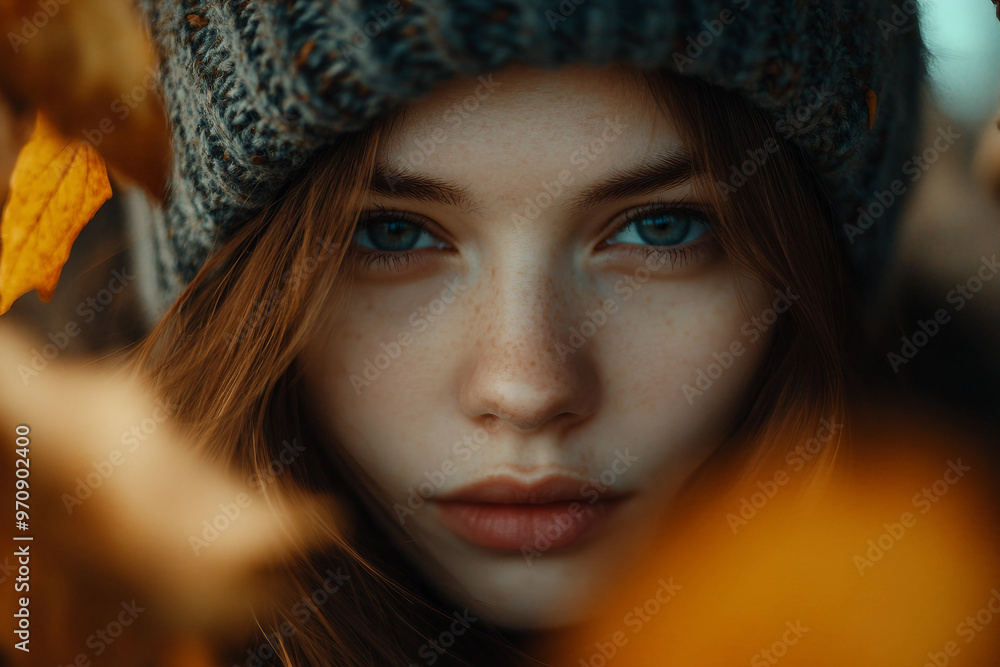 Dramatic quiet autumn scene, sad minded person contemplating rainy day, Generative AI Dramatic quiet autumn scene, sad minded person contemplating rainy day, Generative AI