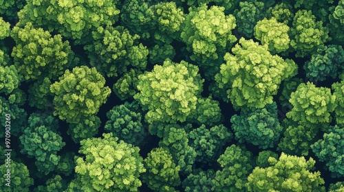 Aerial View of Lush Green Forest Canopy