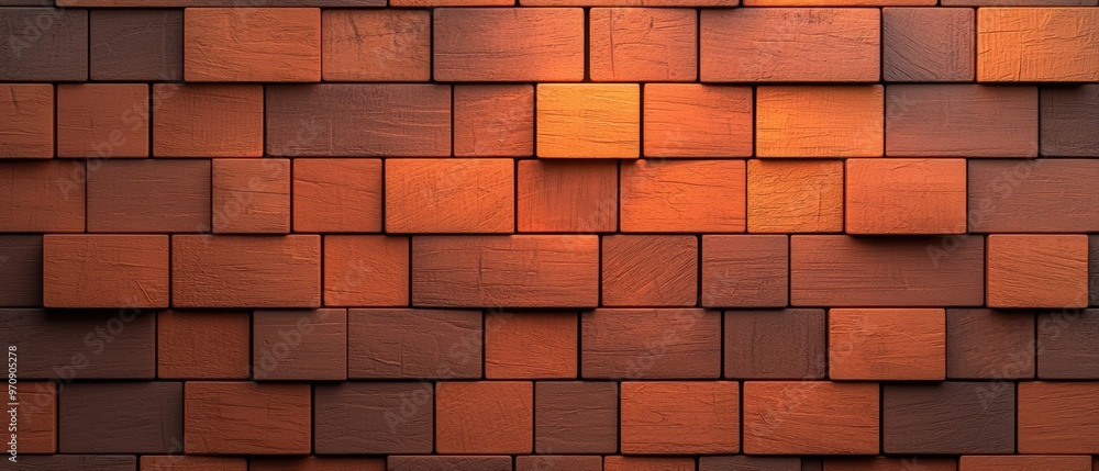 Fototapeta premium A vibrant wooden wall featuring various shades of brown and red, perfect for interior design or architectural projects.