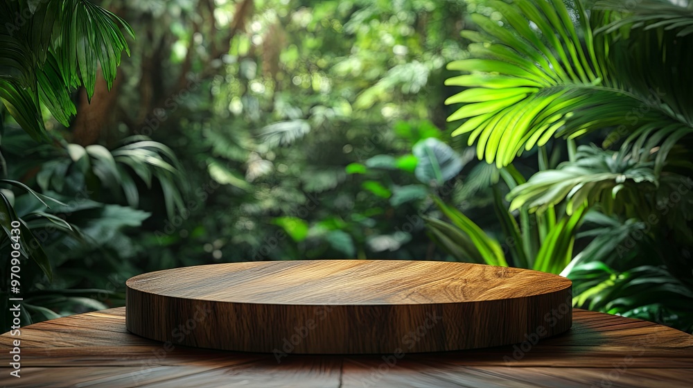 Wooden Platform in a Lush Tropical Forest Setting Wooden Platform in a Lush Tropical Forest Setting