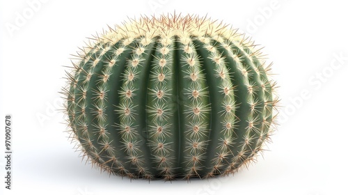 Barrel cactus (Ferocactus) clipart, element, 3D illustration, realistic, isolated on white background photo