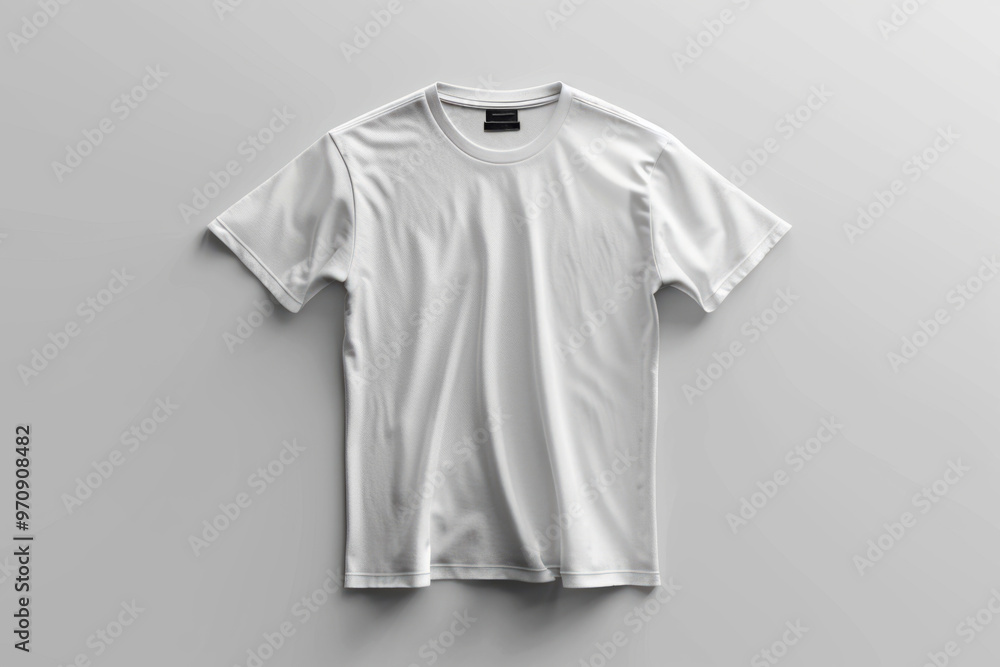 Blank white t-shirt mockup lying flat on white background Blank white t-shirt mockup lying flat on white background