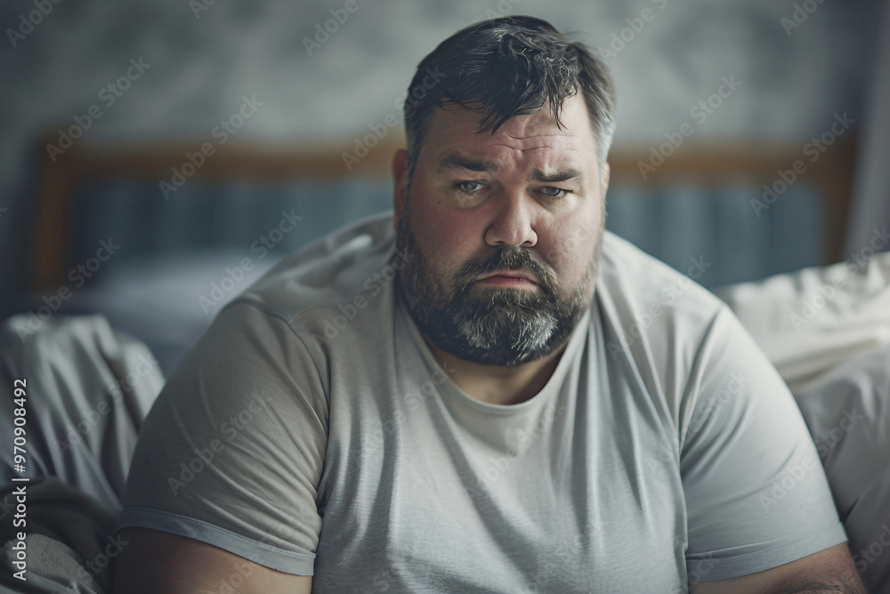 Generative AI Illustration of an obese man with fat belly Generative AI Illustration of an obese man with fat belly