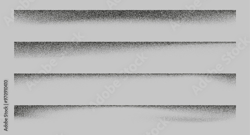 Border shadows from different angles. Noise grain background, pointillism dots gradient or dotwork pattern, vector stipple effect. Grain noise halftone or grainy texture or dotwork grain noise.
