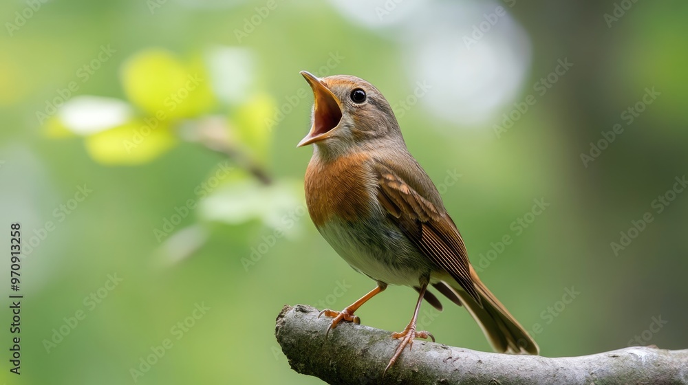 Fototapeta premium Singing Robin on a Branch