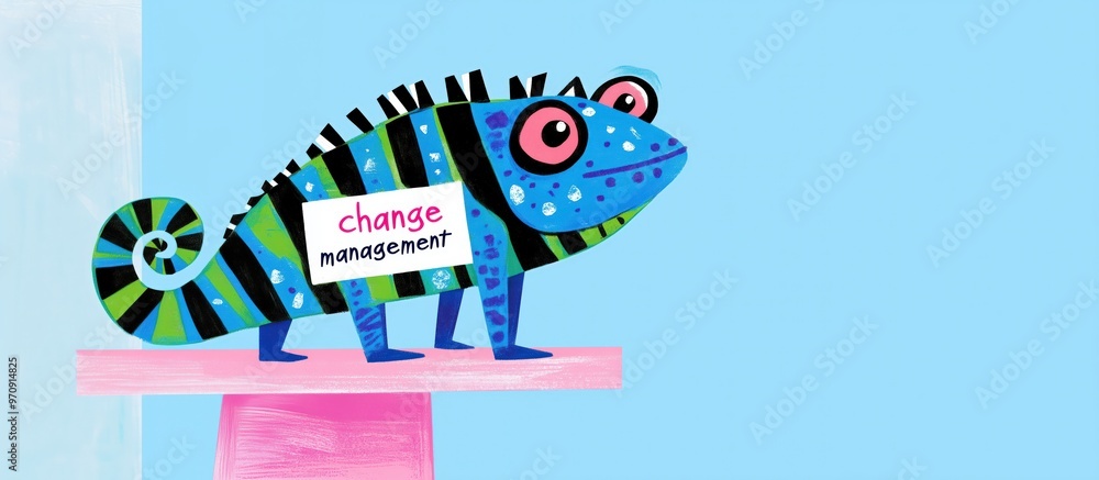 Minimalist chameleon and change management concept art Minimalist chameleon and change management concept art