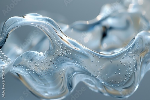 Textura gel con formas onduladas de color azul claro casi transparente con burbujas en el interior, Vidrio con burbujas. Movimiento del agua. Recurso gráfico, fondo.