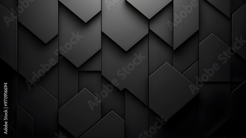 Parallelogram tiles, a clean symmetrical pattern, black abstract wallpaper, and lighting in the lower third