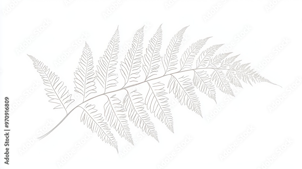 A Minimalist Fern Outline captures the elegant simplicity of nature in its purest form. This design features a delicate single-line illustration of a fern its slender fronds gracefully unfurled.. A Minimalist Fern Outline captures the elegant simplicity of nature in its purest form. This design features a delicate single-line illustration of a fern its slender fronds gracefully unfurled..