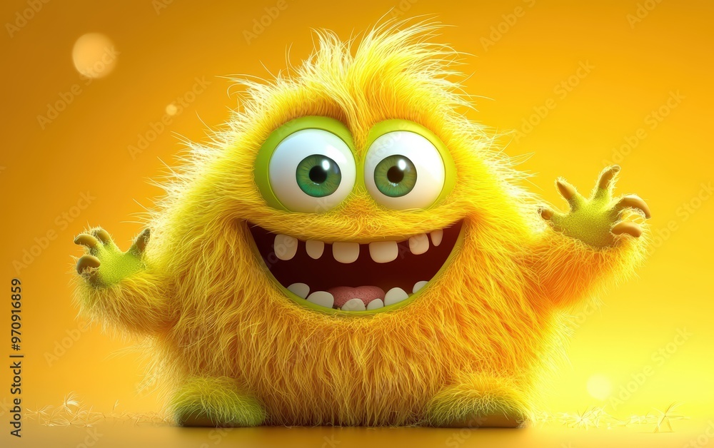 Cute and furry yellow monster with good character, Big eyes and smile. studio render quality. Cartoon style.
Cute and furry yellow monster with good character, Big eyes and smile. studio render quality. Cartoon style.