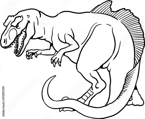 Predatory dinosaur Concavenator to color in. Vector drawing.