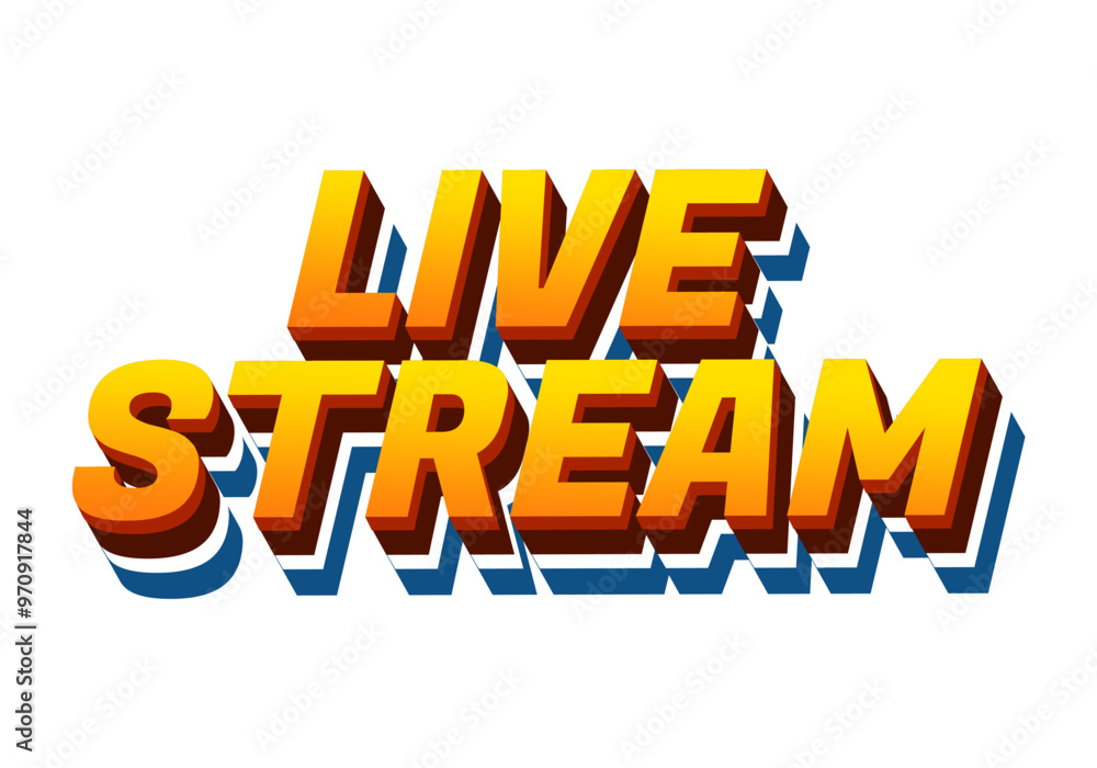 Fototapeta premium Live stream. Text effect in 3D style with modern colors