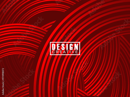 Abstract red glowing geometric lines on dark red background. Modern shiny red circle lines pattern. Futuristic technology concept, perfect for covers, posters, banners, brochures, websites, etc.