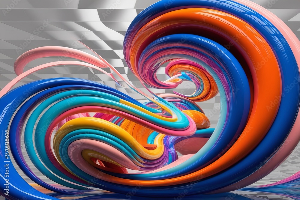 A mesmerizing 3D extruded abstract art piece A mesmerizing 3D extruded abstract art piece