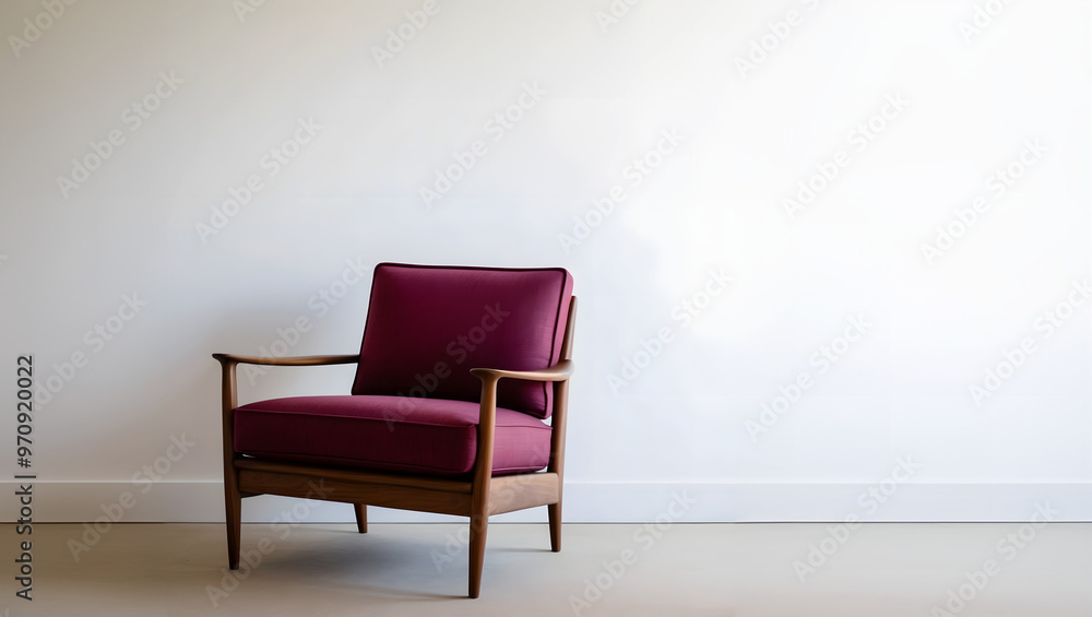 Fototapeta premium Mid-Century Modern Armchair in Cozy Vintage Interior Design