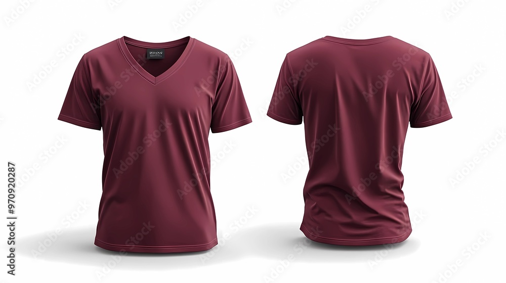 minimalist maroon v neck t shirt mockup isolated at white background minimalist maroon v neck t shirt mockup isolated at white background