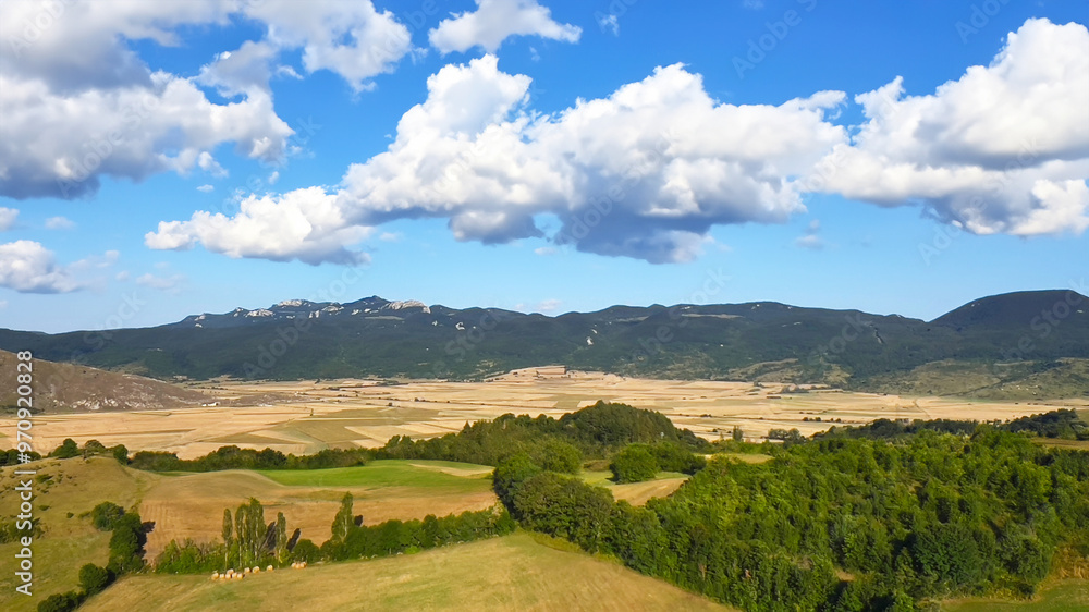 Fototapeta premium Panoramic view of Majella National Park mountains, scenic landscape in Abruzzo