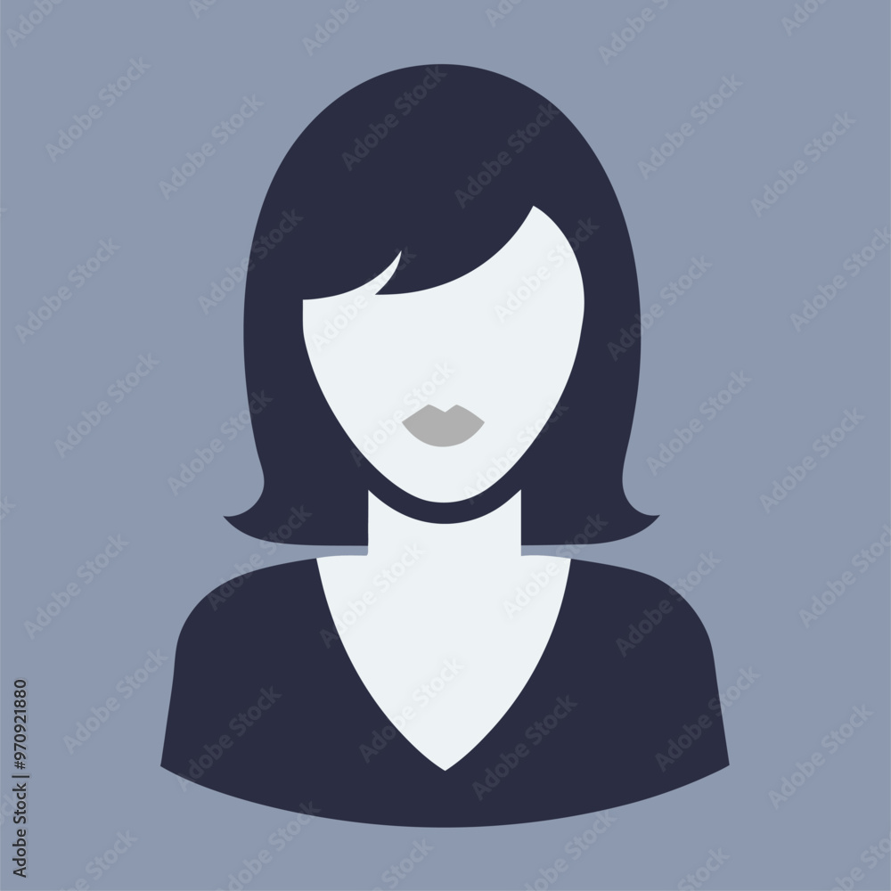 A woman's head with a black hair and a white face A woman's head with a black hair and a white face