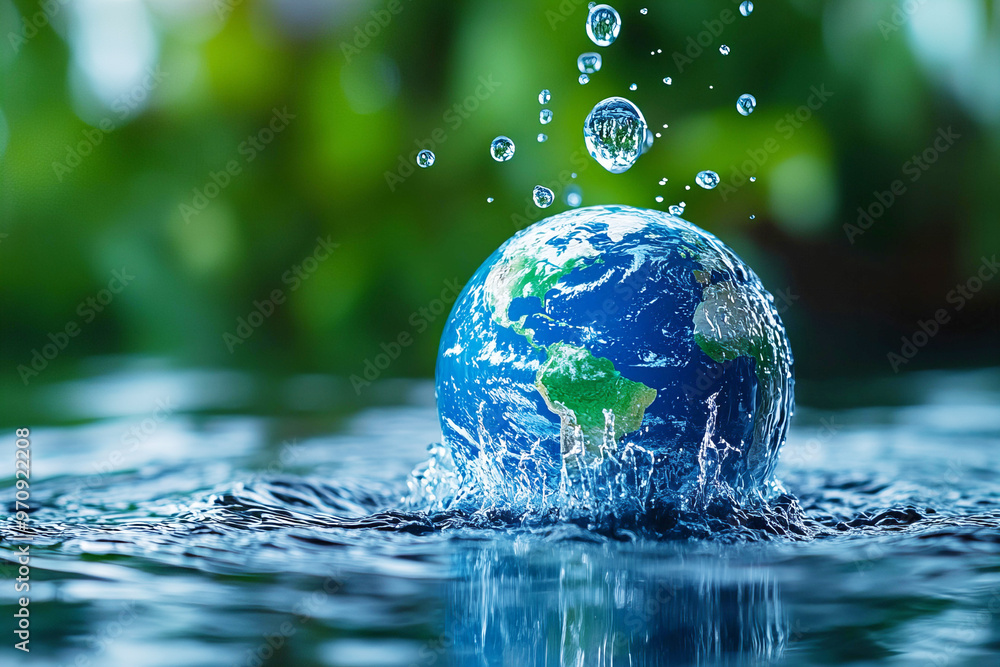 World Water Day, raindrop falling into a puddle symbol importance of water in sustaining life World Water Day, raindrop falling into a puddle symbol importance of water in sustaining life