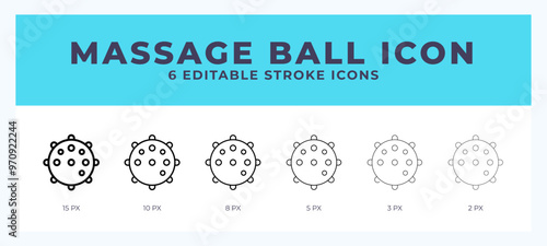 Massage ball icon set with different stroke. Design elements for logo. Vector illustration.
