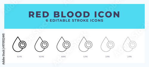 Red blood cell icon set with different stroke. Vector illustration with editable stroke.
