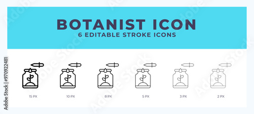 Botanist icon set with different stroke. Design elements for logo. Vector illustration.