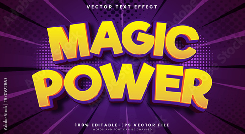 Magic Power editable text effect Template with Cartoon style
