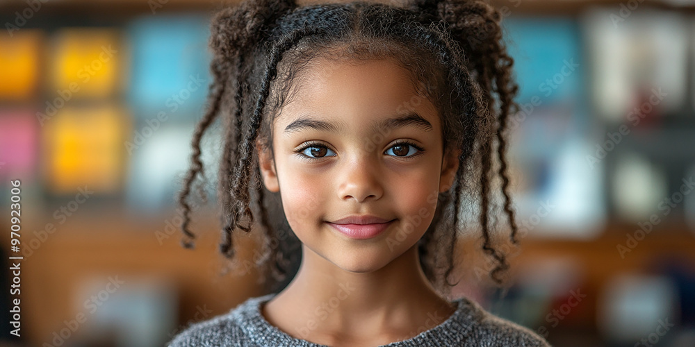 Portrait of a black school child looking into the camera Portrait of a black school child looking into the camera