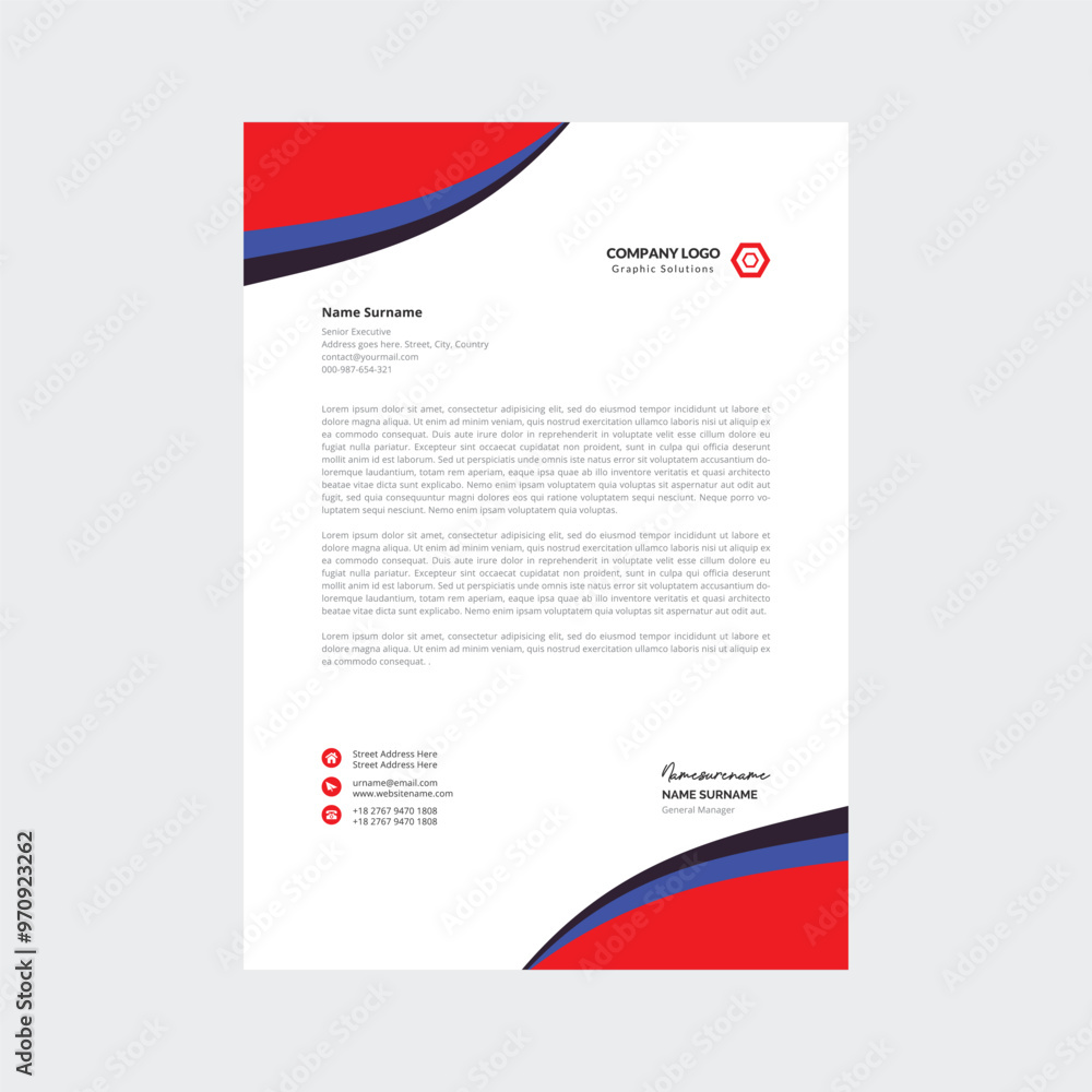 Modern company letterhead template Modern company letterhead template