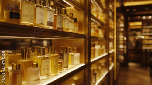 Wallpaper Mural A beautifully arranged display of various perfume bottles in a luxurious setting. Torontodigital.ca