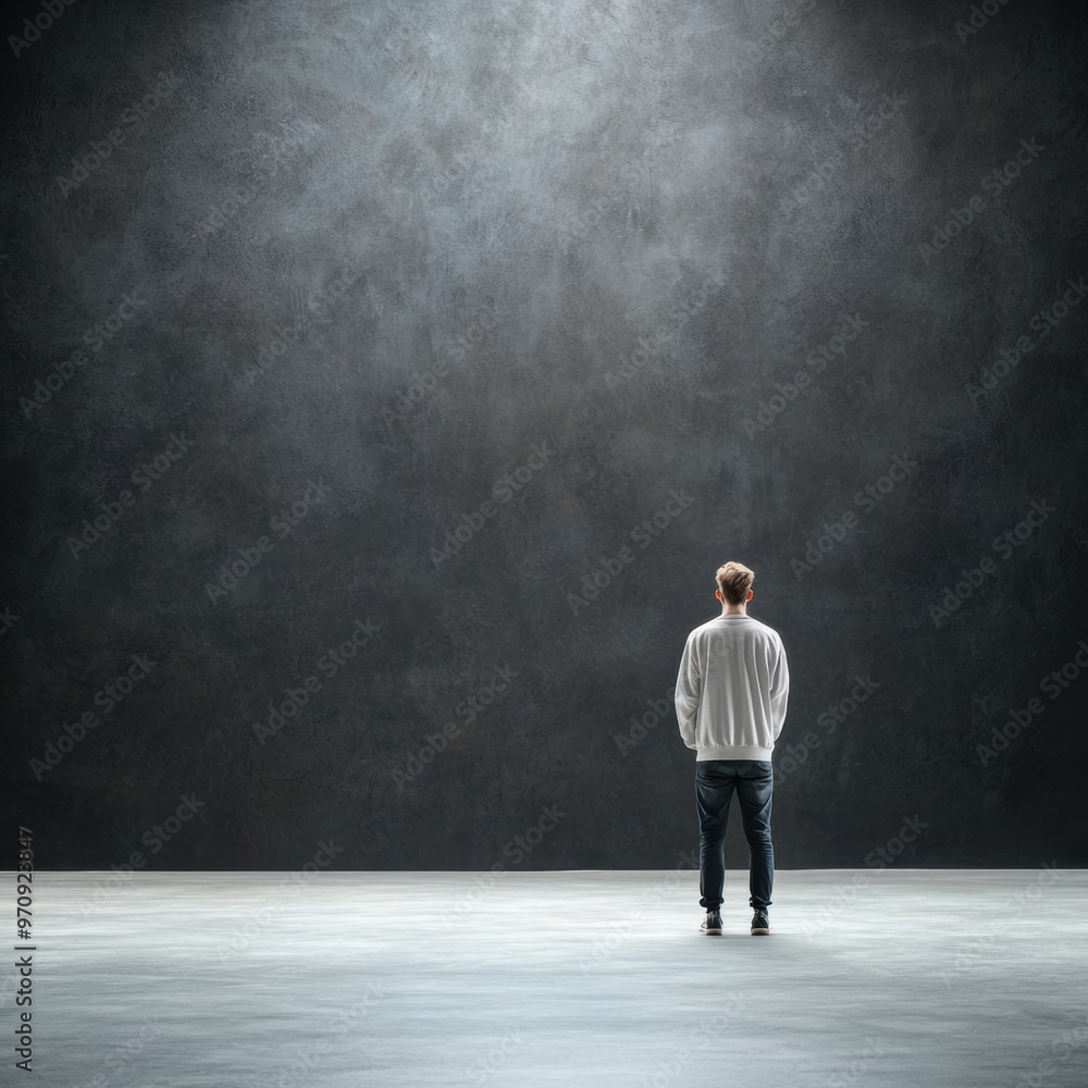 Alone and Frustrated in a Haunted House - Moody Scene with Dark Shadows and Copy Space for Text Alone and Frustrated in a Haunted House - Moody Scene with Dark Shadows and Copy Space for Text
