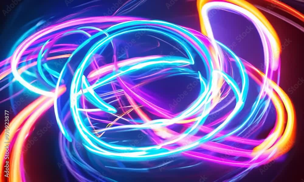 Neon light trails forming abstract patterns, Video Neon light trails forming abstract patterns, Video