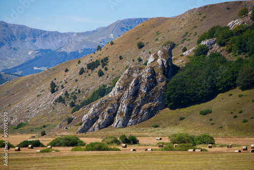 Panoramic view of Majella National Park mountains, scenic landscape in Abruzzo photo