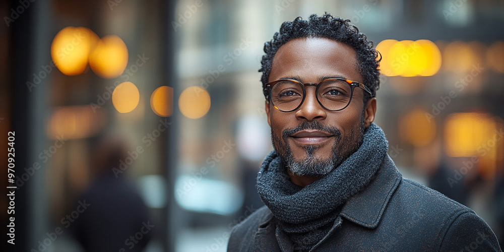 Portrait of an attractive dark-skinned man wearing glasses Portrait of an attractive dark-skinned man wearing glasses