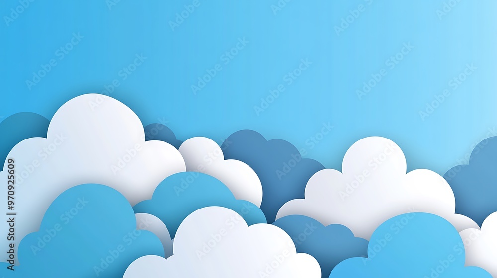 Abstract Paper Cutout Clouds against a Blue Sky Abstract Paper Cutout Clouds against a Blue Sky