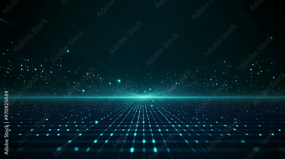 A captivating digital landscape featuring a grid pattern, glowing particles, and a mysterious dark background, perfect for tech-themed projects. A captivating digital landscape featuring a grid pattern, glowing particles, and a mysterious dark background, perfect for tech-themed projects.