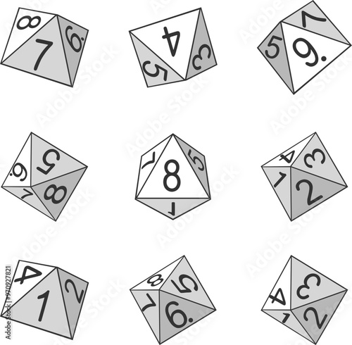 Design of eight faces dice set