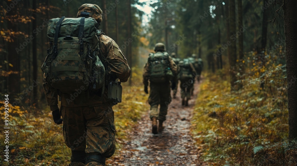 Soldiers Marching Through the Forest Soldiers Marching Through the Forest
